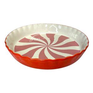 Potter's Studio Peppermint Swirl Christmas Pie Dish Baking Serving Plate Holiday
